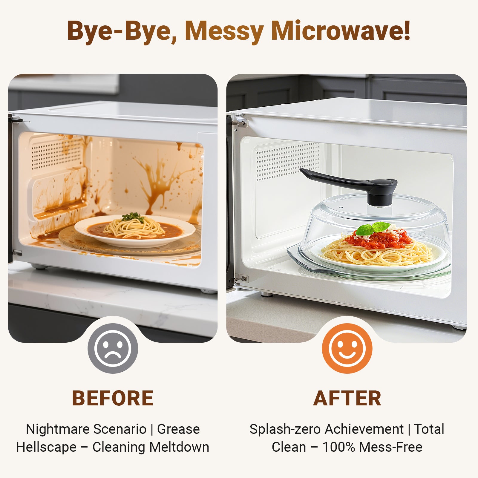 Glass Microwave Splatter Cover, Microwave Cover for Food with Standup Handle, Dishwasher Safe, Food Safe, Clear Microwave Plate Splatter Guard Lid with Vent Hole, House Essentials for Gift, 9.5inch
