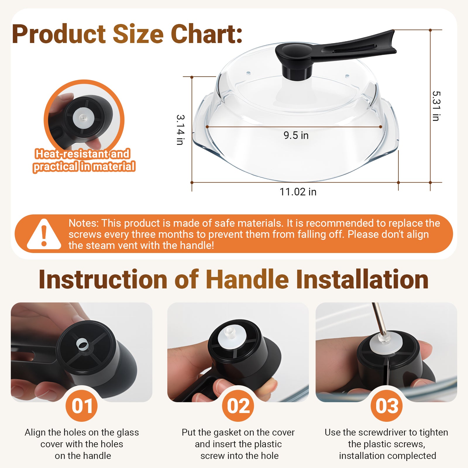 Glass Microwave Splatter Cover, Microwave Cover for Food with Standup Handle, Dishwasher Safe, Food Safe, Clear Microwave Plate Splatter Guard Lid with Vent Hole, House Essentials for Gift, 9.5inch