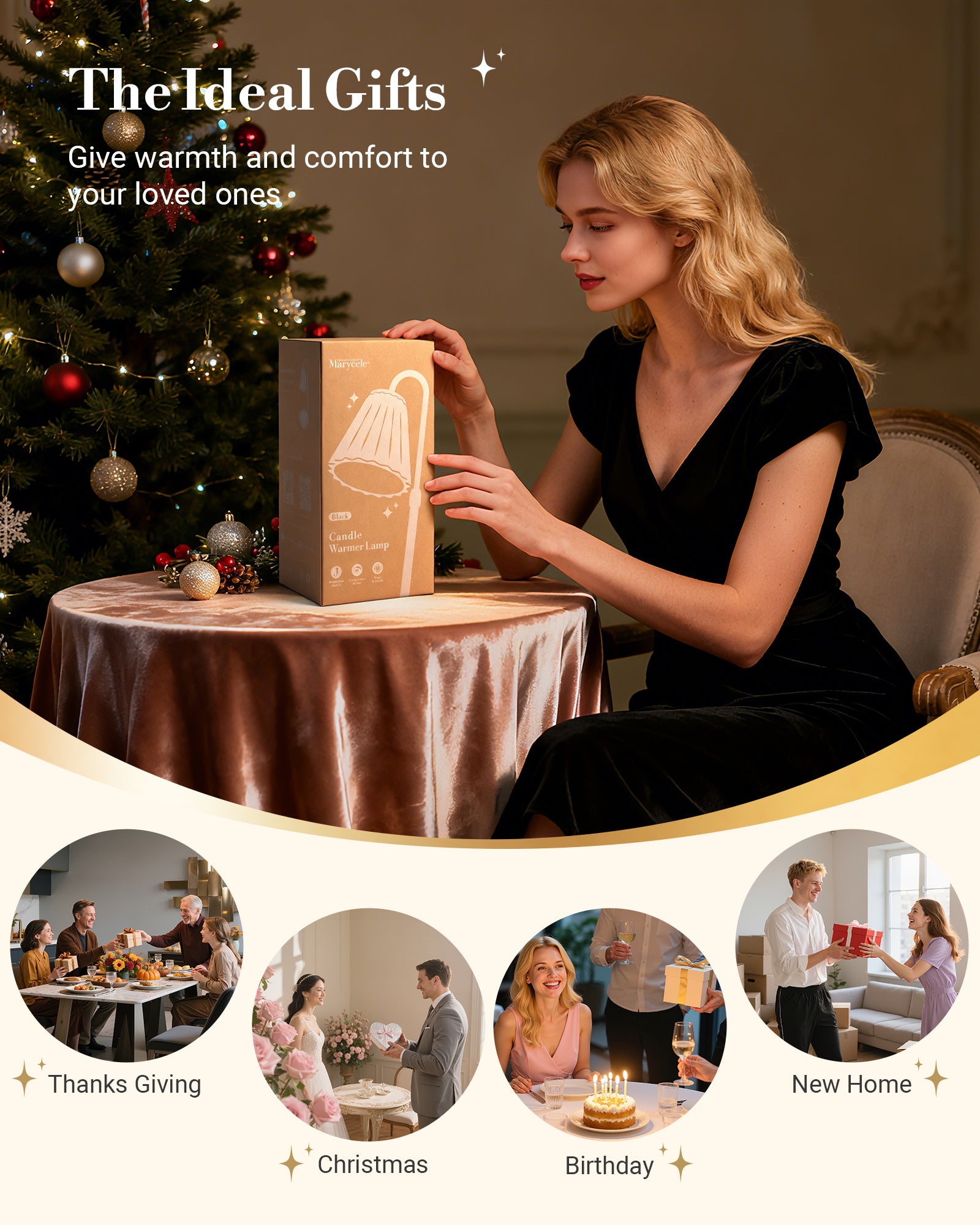 Marycele Candle Warmer Lamp for Yankee Candles, Christmas Birthday Gifts for Mom Women Sister Her, House Warming Gifts, Thanksgiving Decorations for Office Room Home Decor, Clear Wax Warmer with Timer