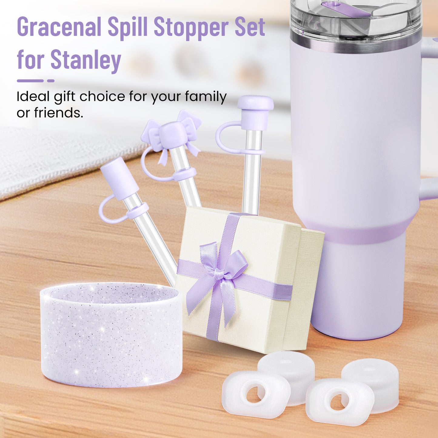 Spill Stoppers Set for Stanley Cup Accessories 8PCS with Gift Box